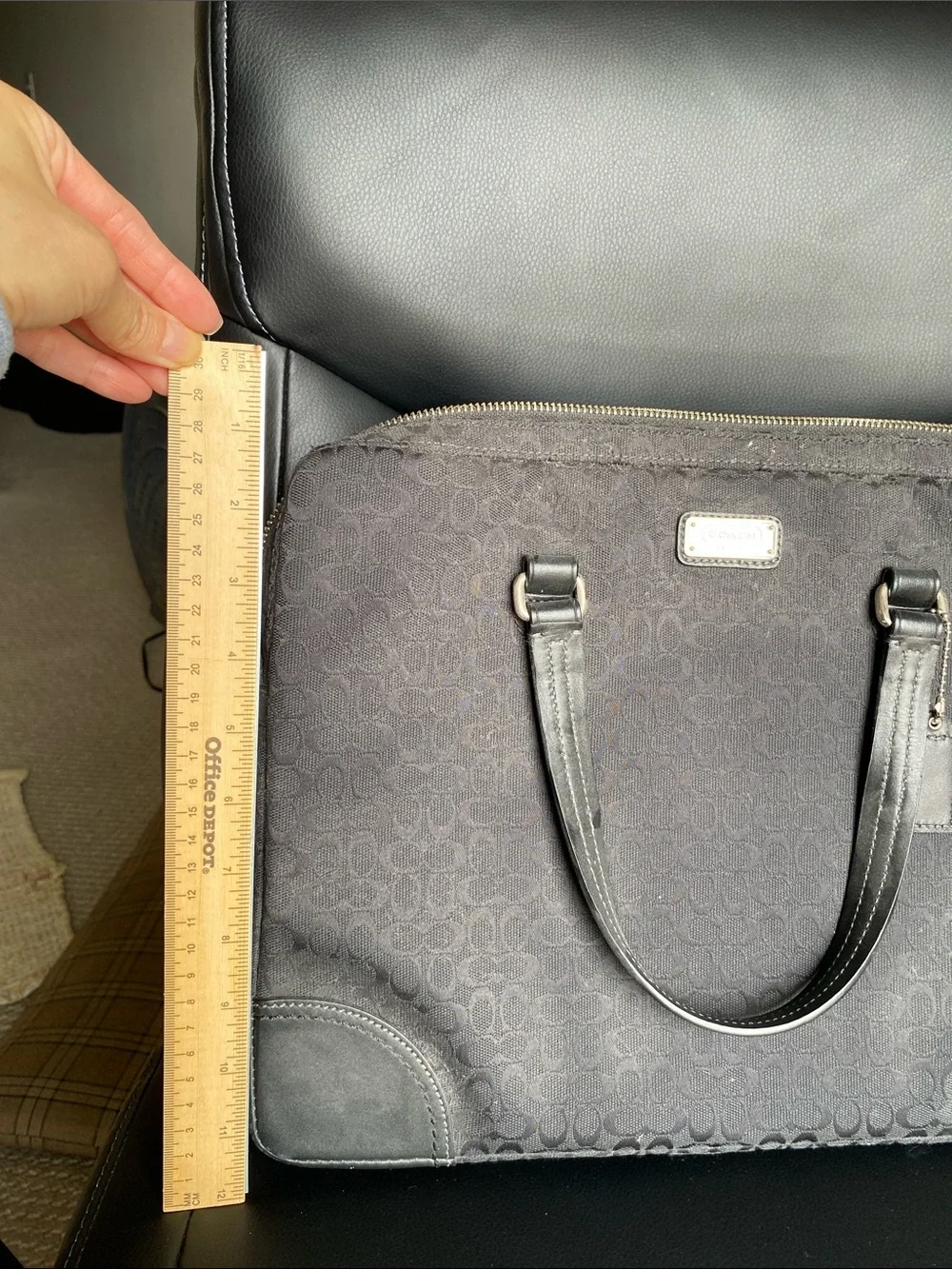 Coach Black Signature Jacquard Laptop Bag